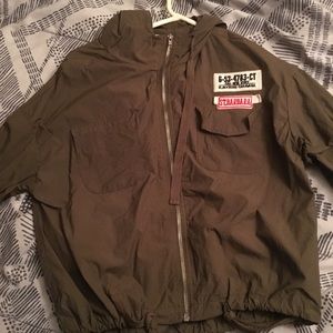 Army Green Mesh Crop Jacket